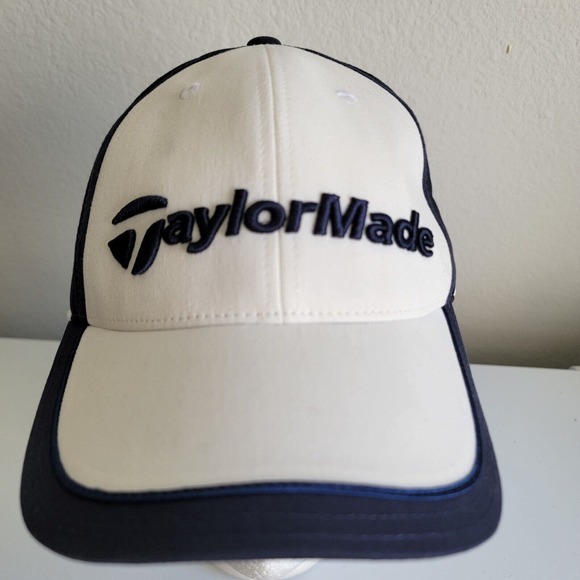 TaylorMade Golf Hat Cap TP Ball Burner Adjustable Strapback White Blue - Picture 2 of 9